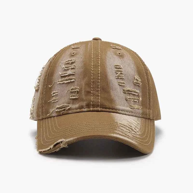 Distressed Adjustable Cotton Baseball Cap.