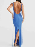 Backless Slit Sleeveless Bodycon Maxi Dress.