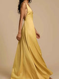 Backless Deep V-Neck Maxi Dress.