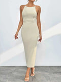 Sleek Spaghetti Straps Midi Bodycon Dress.