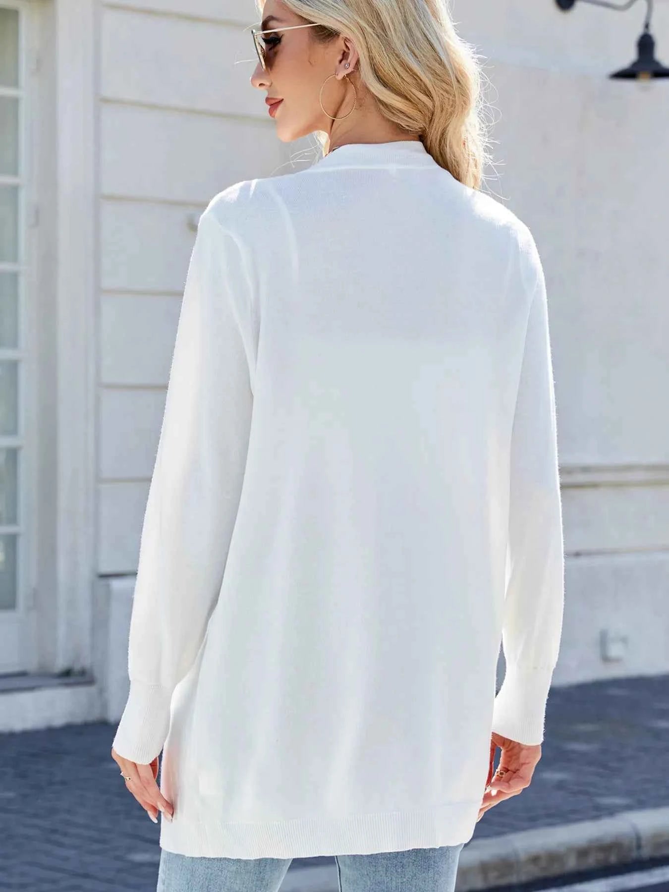 Striped Open Front Cardigan - Relaxed Fit.