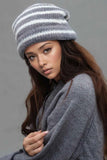 Fuzzy Contrast Striped Thermal Hat.