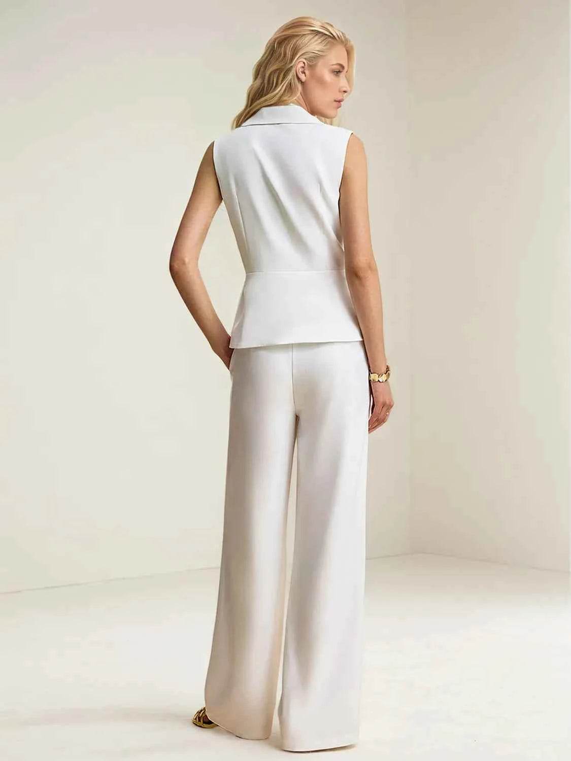 Button Up Vest and Pants Suit Set - EBYNN