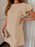 Ruffled Layered Backless Mini Dress.