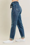 Judy Blue High-Waisted Vintage Wash Jeans with Drawstring Plus Size.