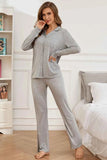 Button Up Long Sleeve Top & Pants Lounge Set.