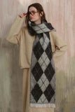 Fringe Argyle Polyester Scarf.