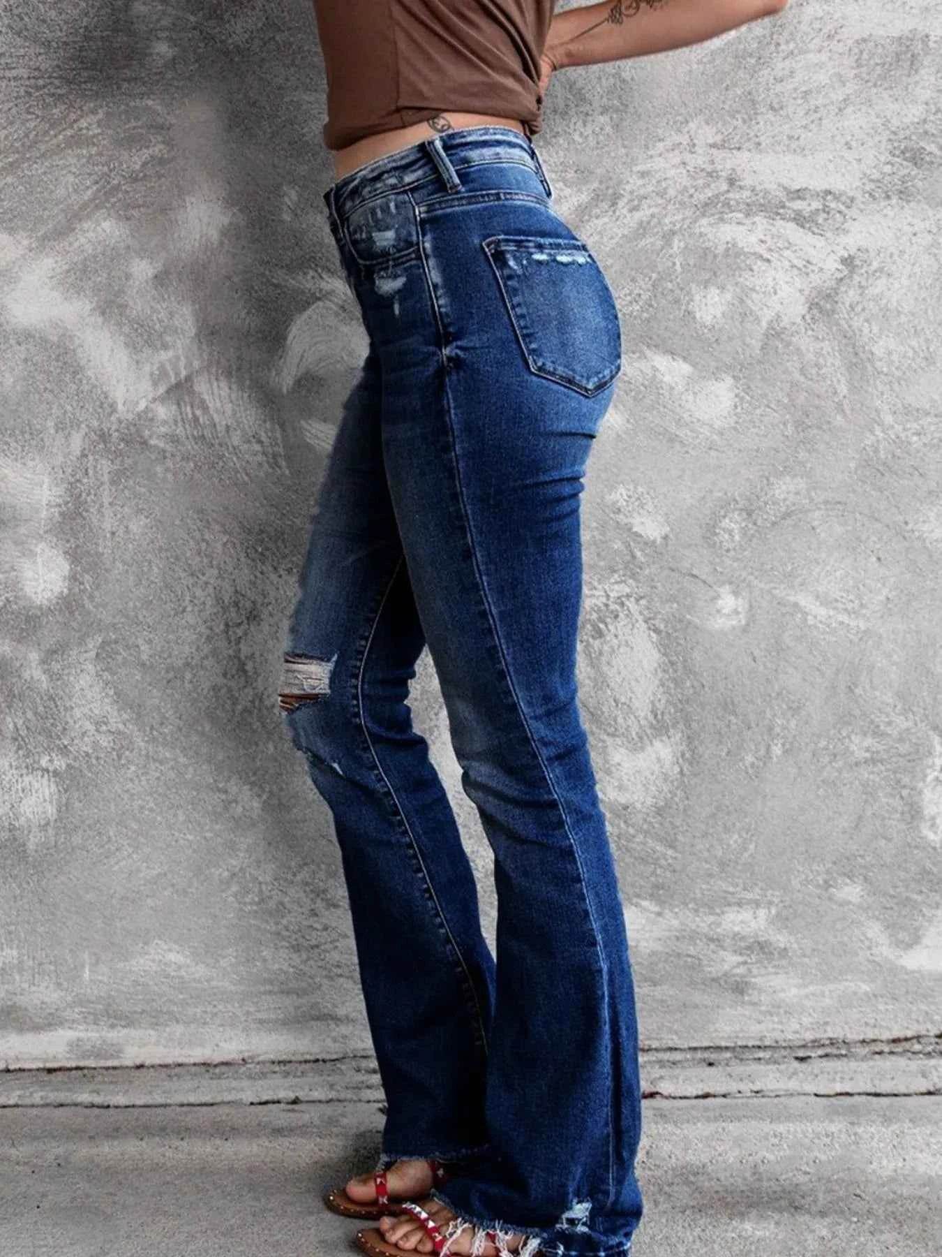 Distressed Flare Jeans for Women.