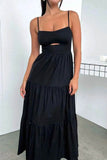 Cut-Out Tiered Dress with Spaghetti Straps.