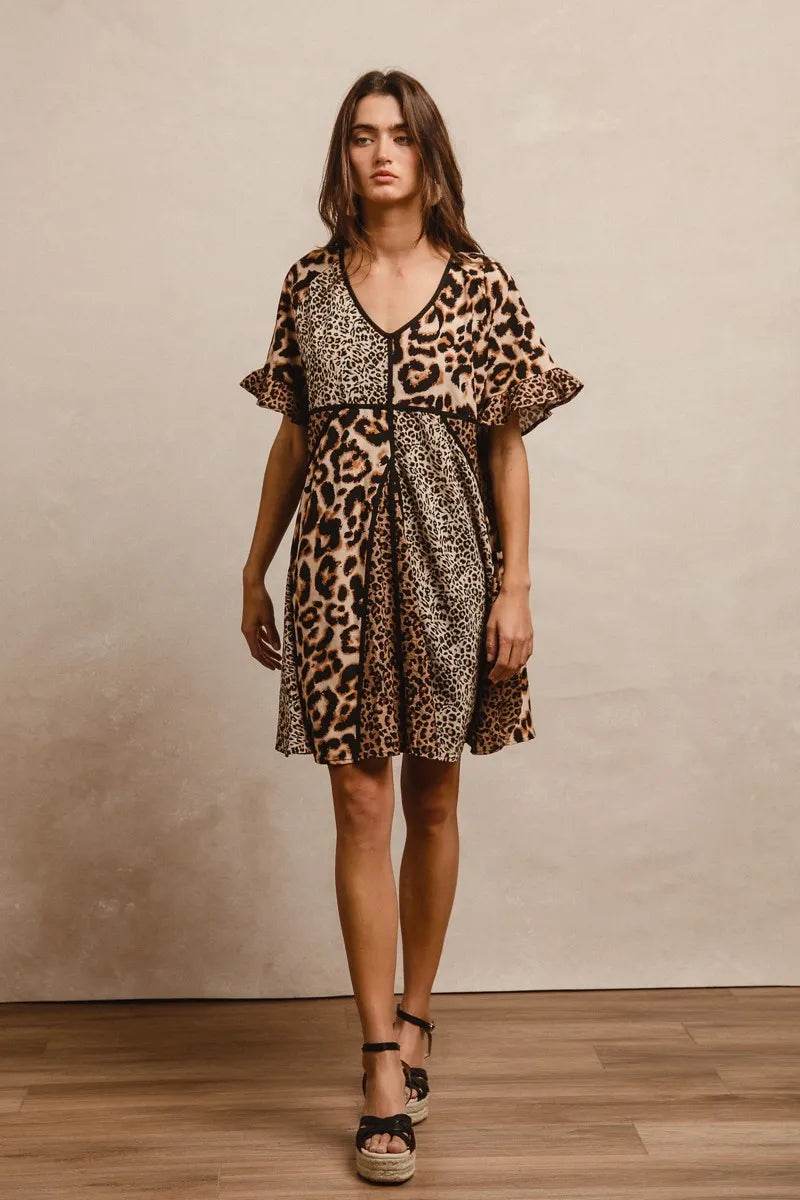 Leopard Print Dress: Mix and Match Short Sleeve Style - EBYNN