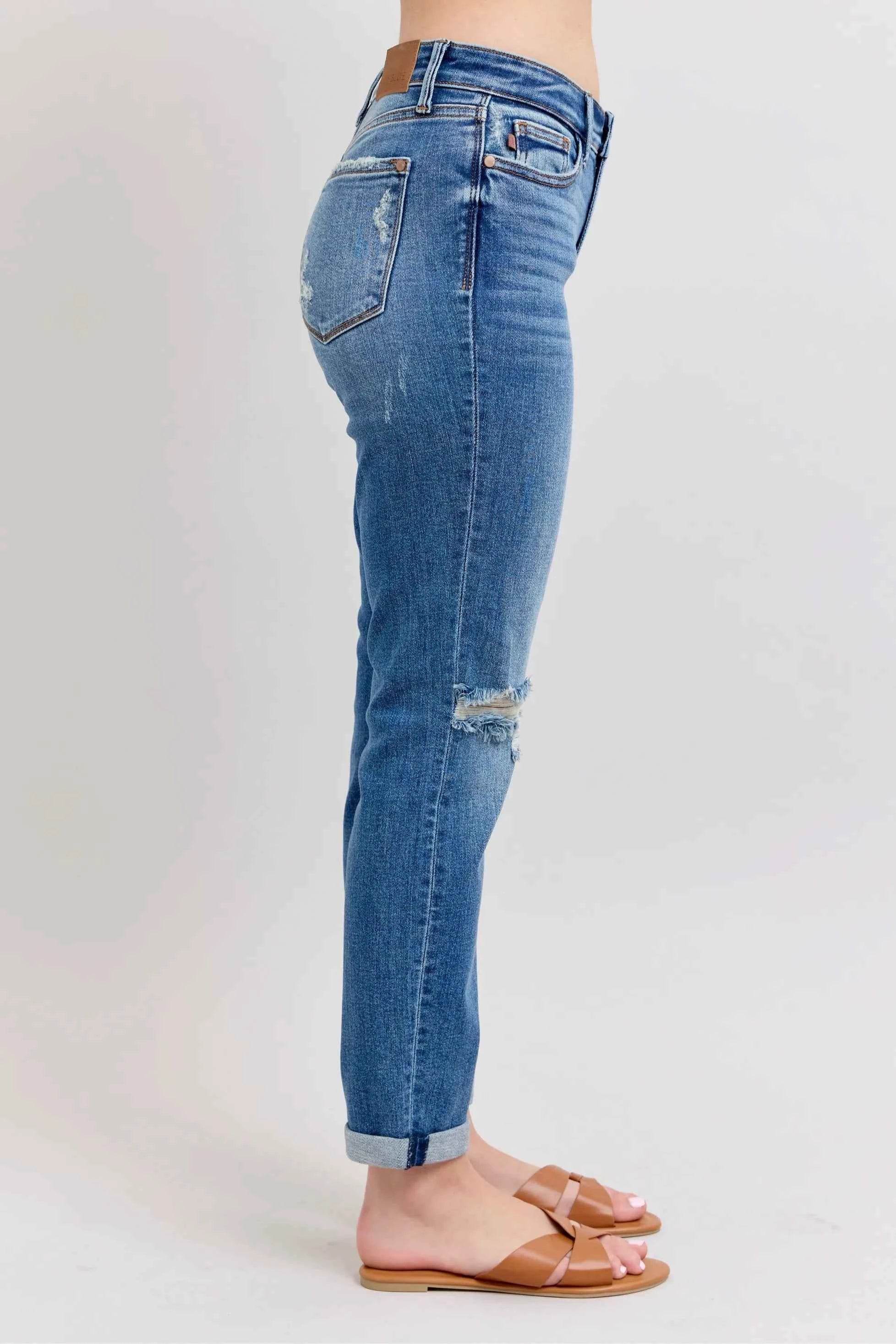 Judy Blue Plus Size Mr Vintage Wash Boyfriend Fit Jeans.