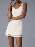 Contrast Trim Scoop Neck Knit Dress.