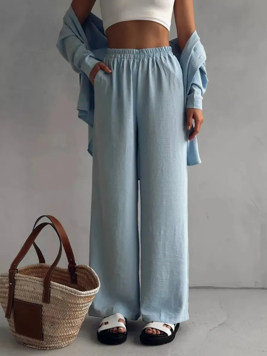 Button Up Long Sleeve Shirt and Pants Set.