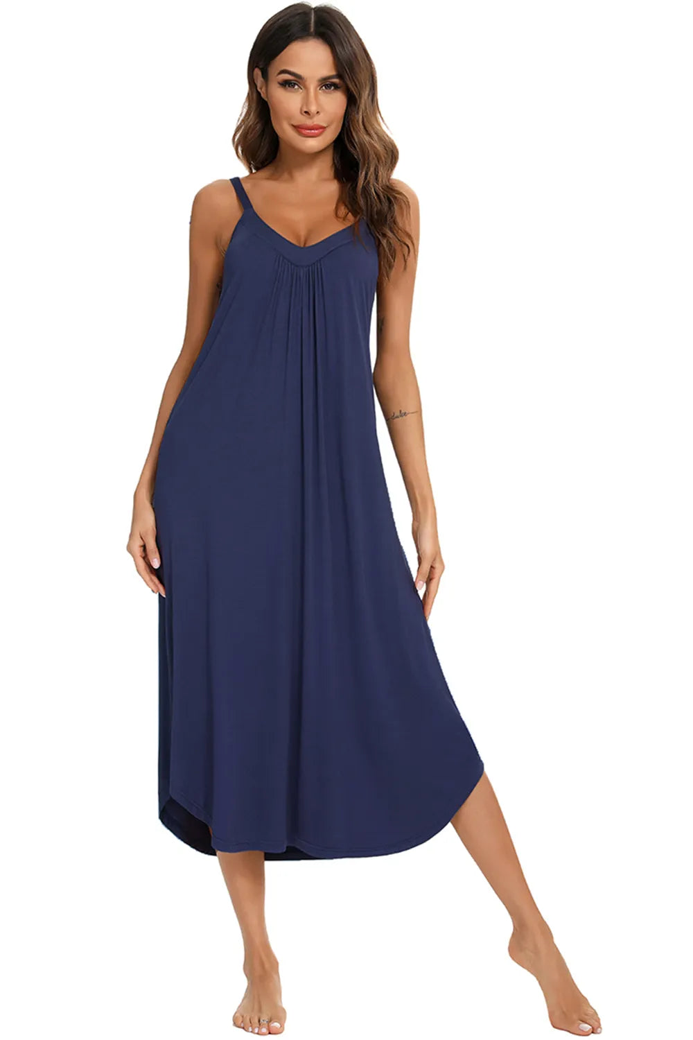 V-Neck Midi Lounge Dress.