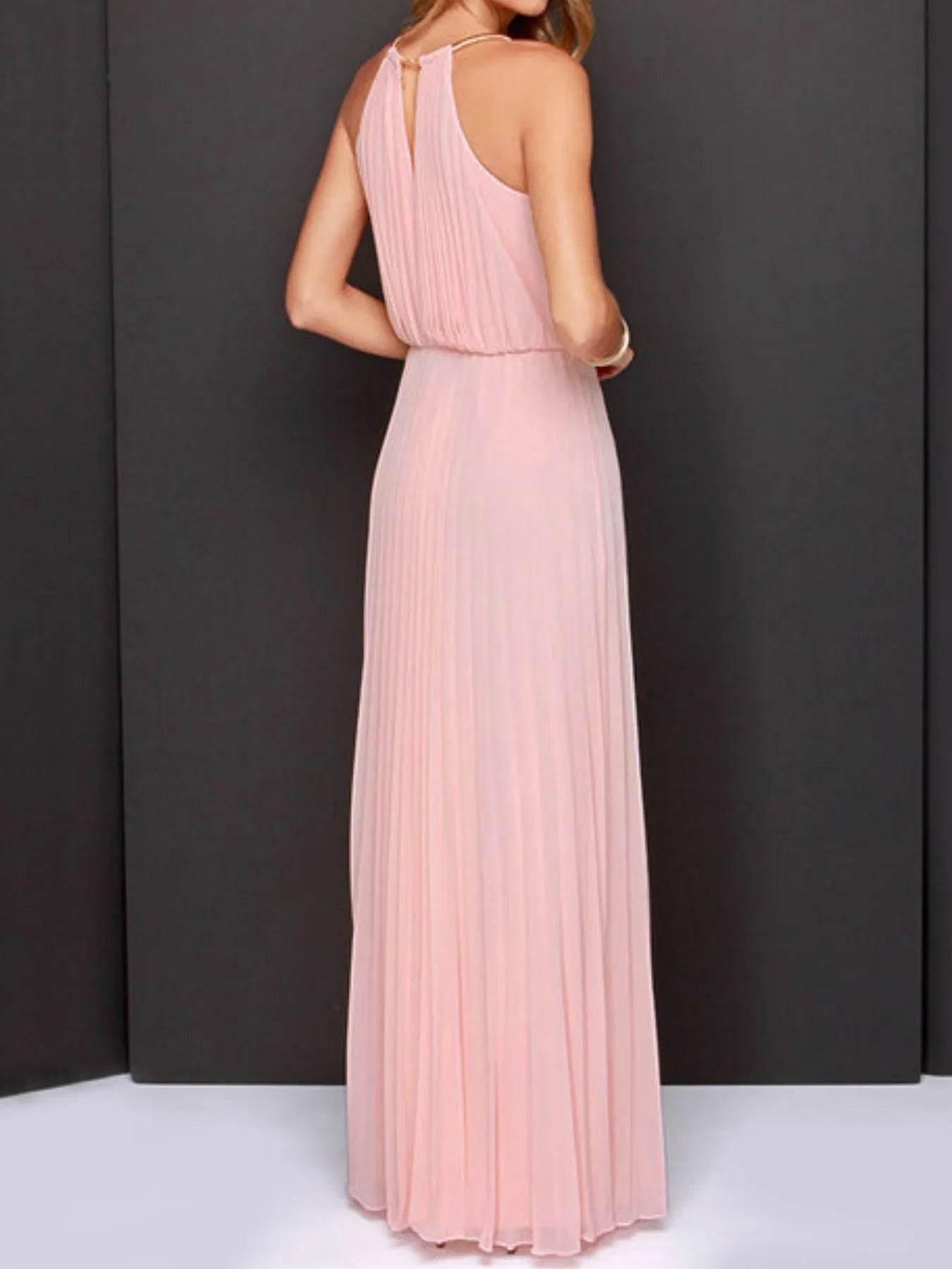 Pleated Sleeveless Maxi Tank Dress.