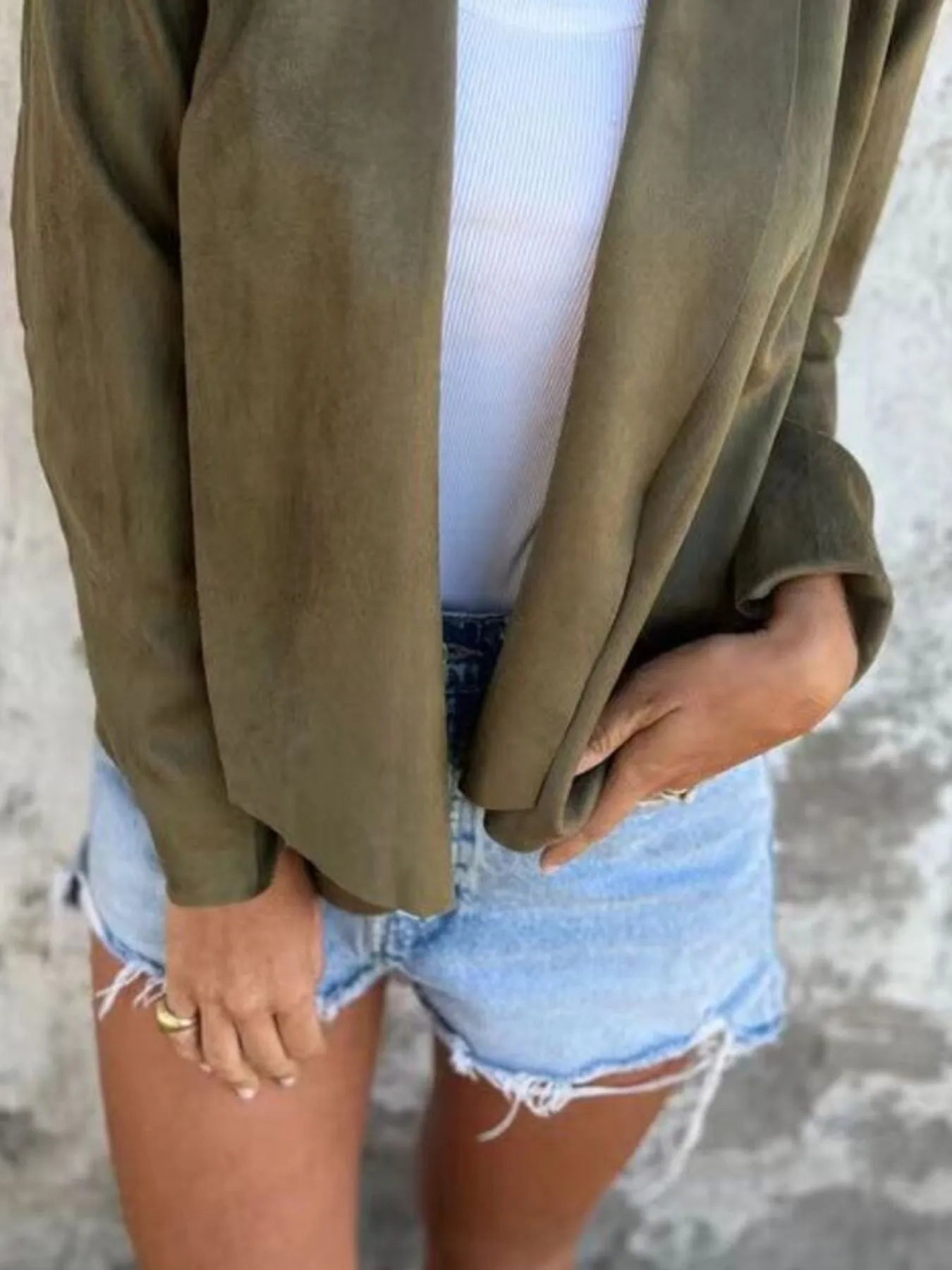 Plus Size Open Front Casual Cardigan.