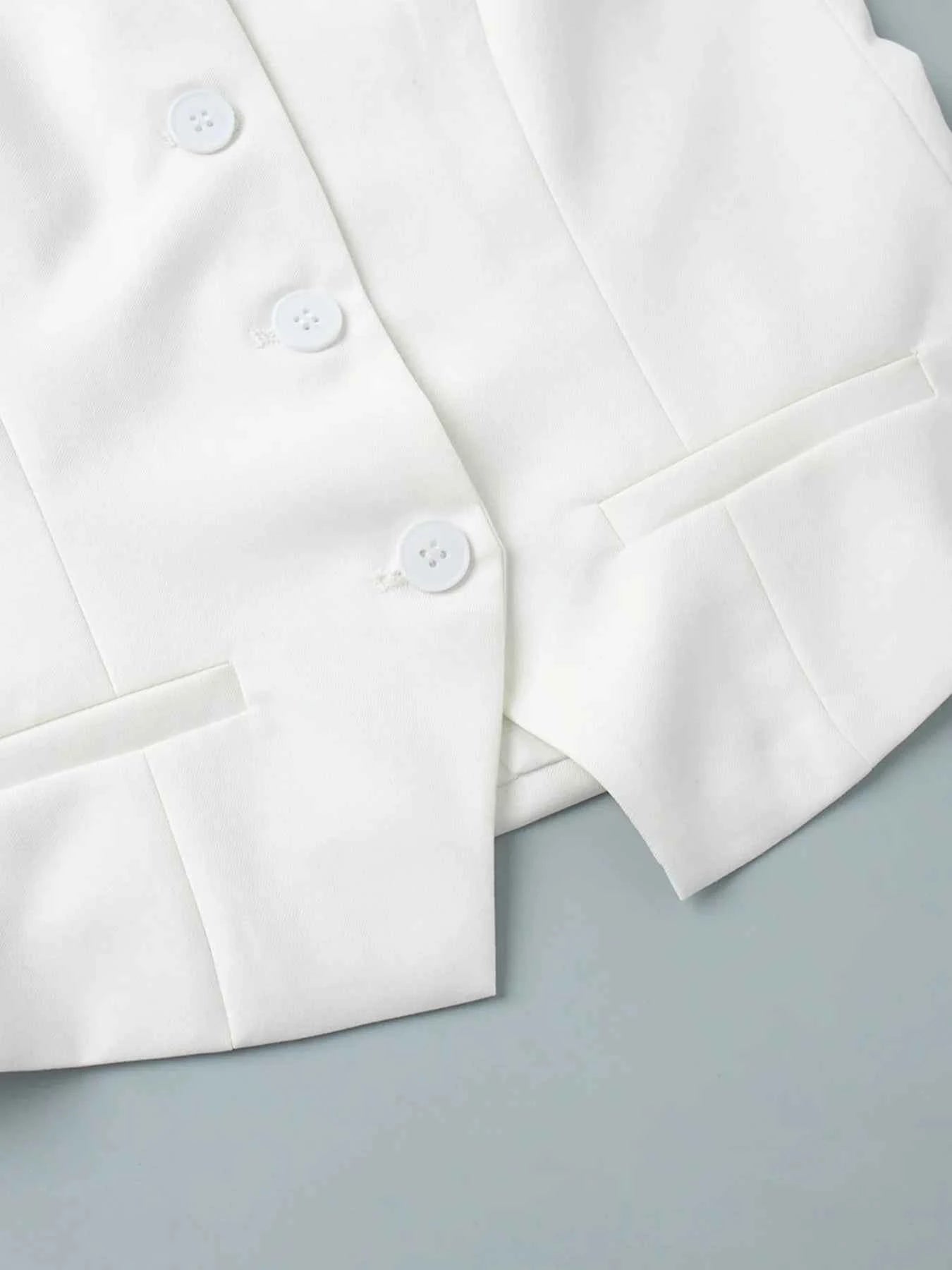 V-Neck Vest and Pants Two-Piece Blazer Set.