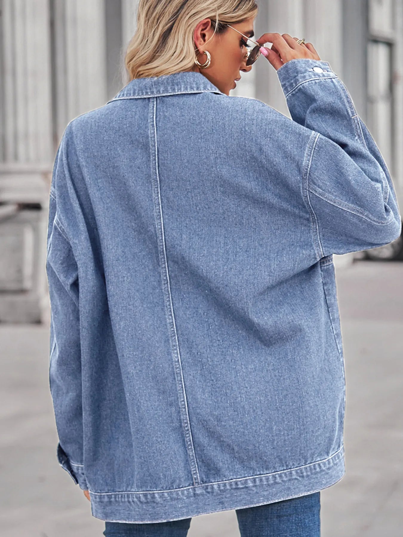 Button Up Long Sleeve Denim Jacket.