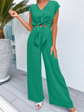 Tie Front Top & Wide Leg Pants Set.