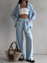 Button Up Long Sleeve Shirt and Pants Set.