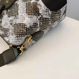 PU Leather Snakeskin Print Crossbody Bag.