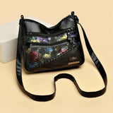 Large PU Leather Rose Pattern Shoulder Bag.