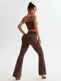 Tube Top & High Waist Flare Pants Active Set.