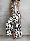 Geometric Print Sleeveless Top & Wide Leg Pants Set - EBYNN
