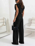 Ruched Sleeveless Top and Pants Set.