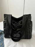 Large Solid Color Tote Bag with Side Pockets.