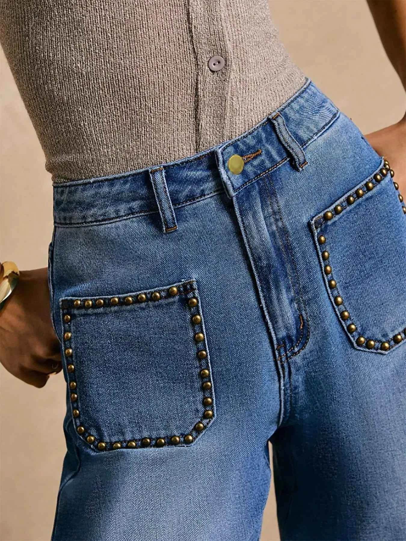 High-Waisted Wide-Leg Pocket Jeans.
