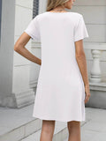 Pleated Front Round Neck Swing Dress.