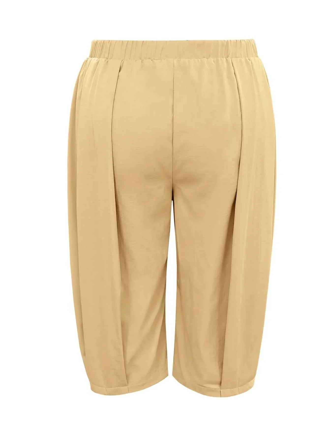 Plus Size Wide Leg Pleated Cropped Pants.