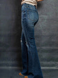 Distressed High-Waisted Flare Jeans.