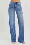 RISEN Plus Size High Rise Wide Leg Jeans with Tummy Control.