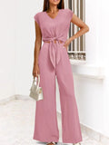 Tie Front Top & Wide Leg Pants Set.