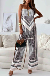 Printed Cami and Wide Leg Pants Set - EBYNN