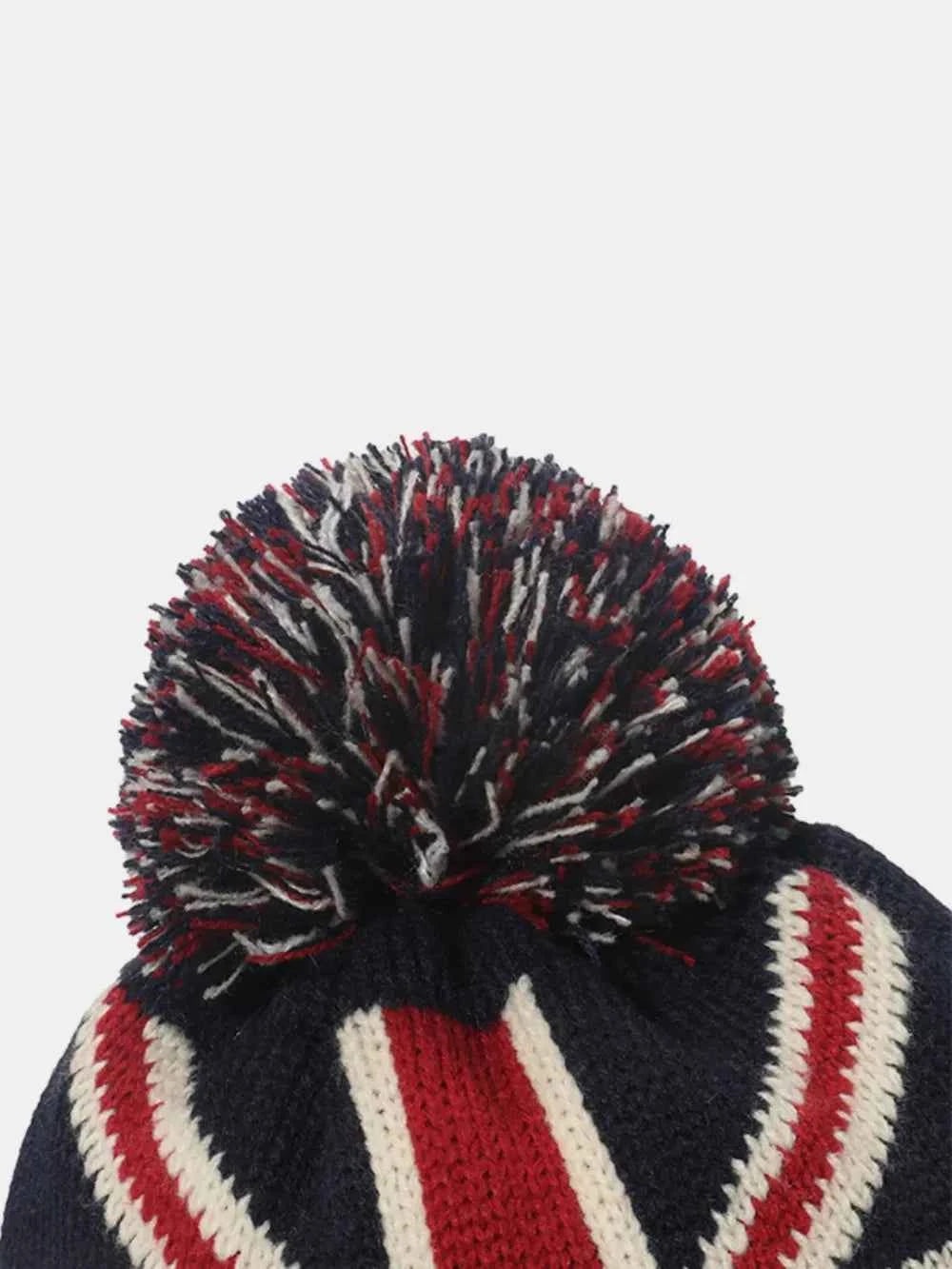 US Flag Knit Hat with Roll Rim.