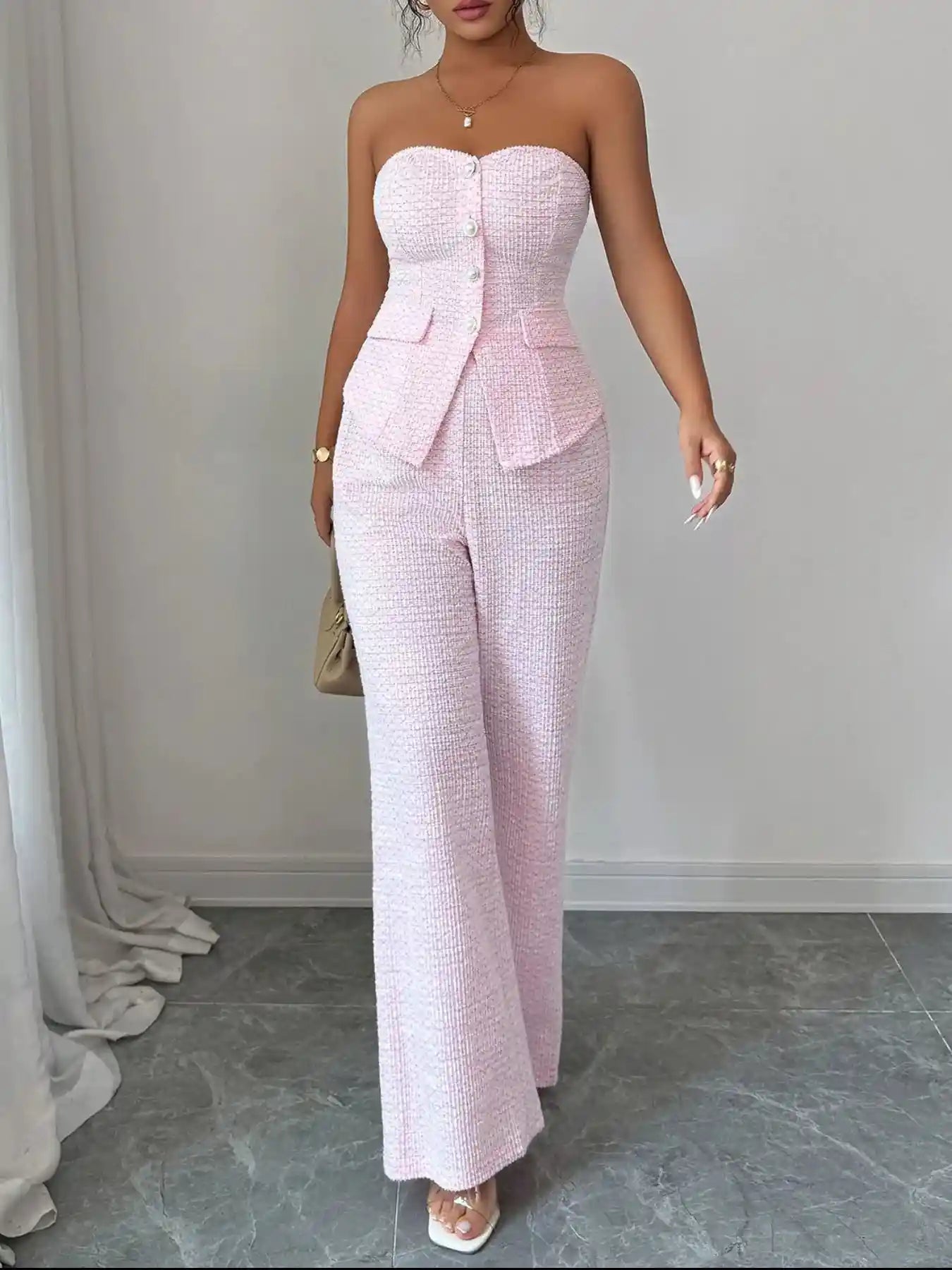 Sweetheart Neck Tube Top and Pants Set.