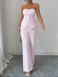 Sweetheart Neck Tube Top and Pants Set.