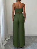 V-Neck Cami and Wide Leg Pants Set.