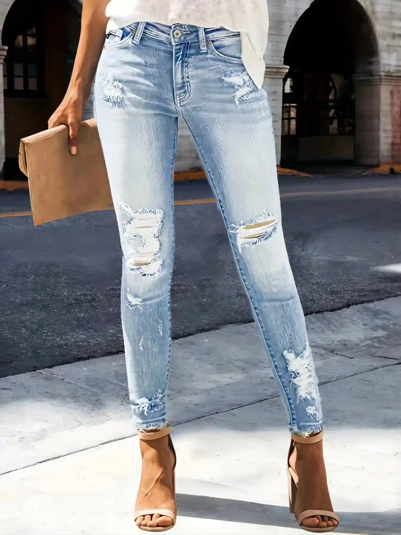 Distressed Skinny Jeans.