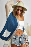 BiBi Color Block Sweater Cardigan with Button Closure.