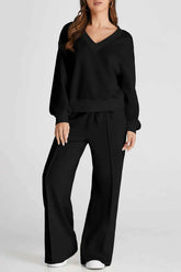 V-Neck Long Sleeve Active Set with Pants.