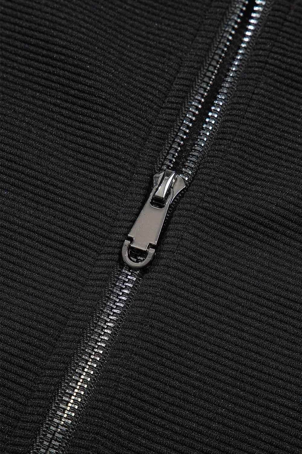 Textured Ruffled Sleeve Zipped Top & Wide Leg Pants Set - EBYNN