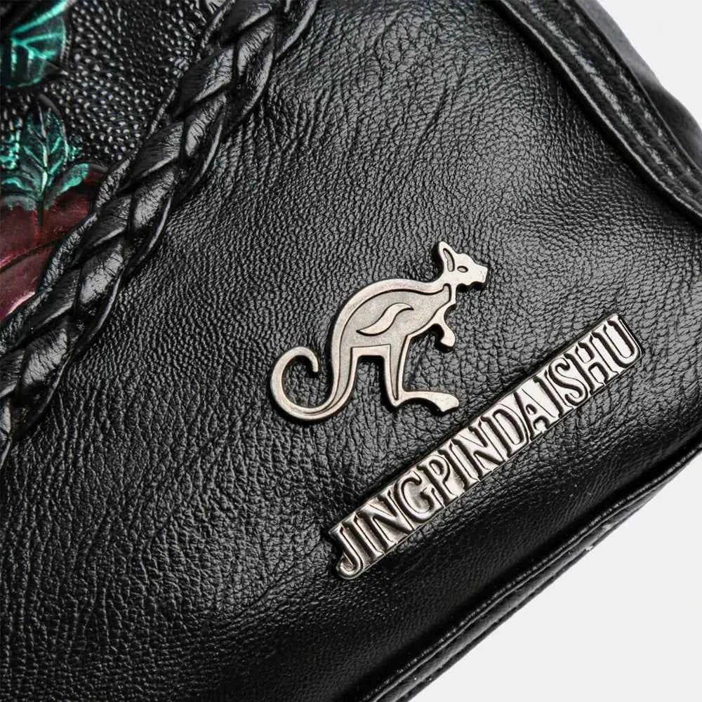 Large PU Leather Rose Pattern Shoulder Bag.