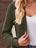 Ribbed Knit Open Front Cardigan with Pockets.
