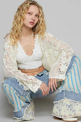 Bohemian Crochet Open-Front Cardigan.