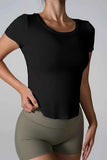 Cutout Round Neck Short Sleeve Active T-Shirt.