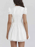 V-Neck Short Sleeve Mini Dress.